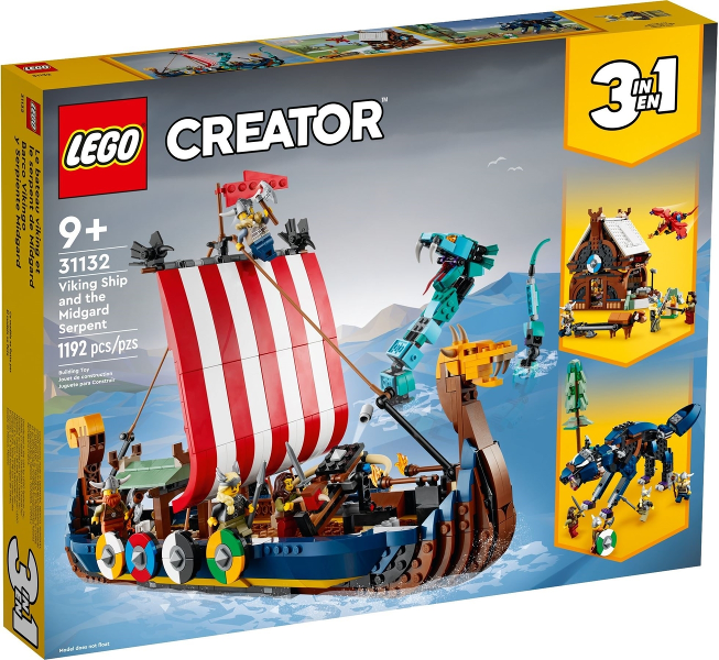 LEGO Creator 3-in-1 31132 Viking Ship and the Midgard Serpent - New Sealed